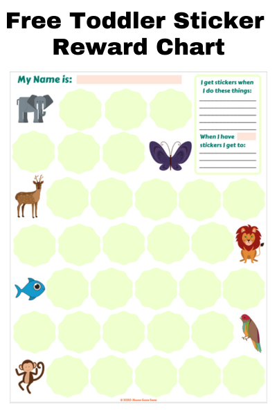 free toddler sticker reward chart printable PDF from House Gone Sane